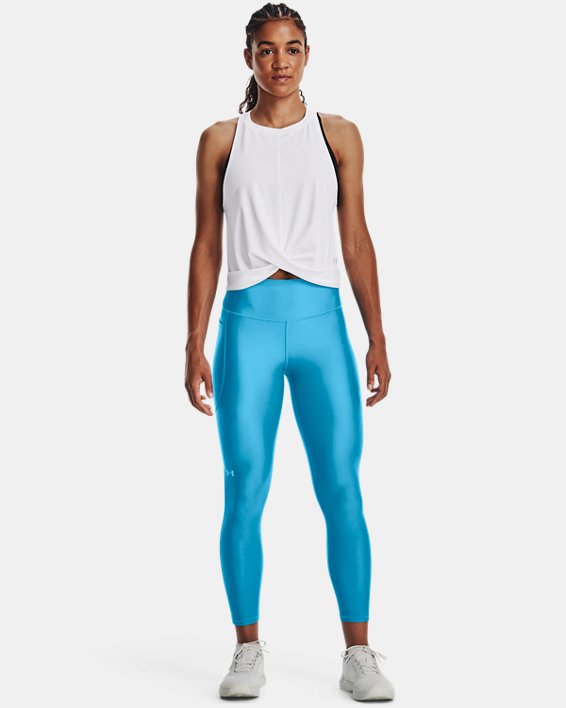 Damen HeatGear® Armour No-Slip Waistband Ankle-Leggings, Blue, pdpMainDesktop image number 2
